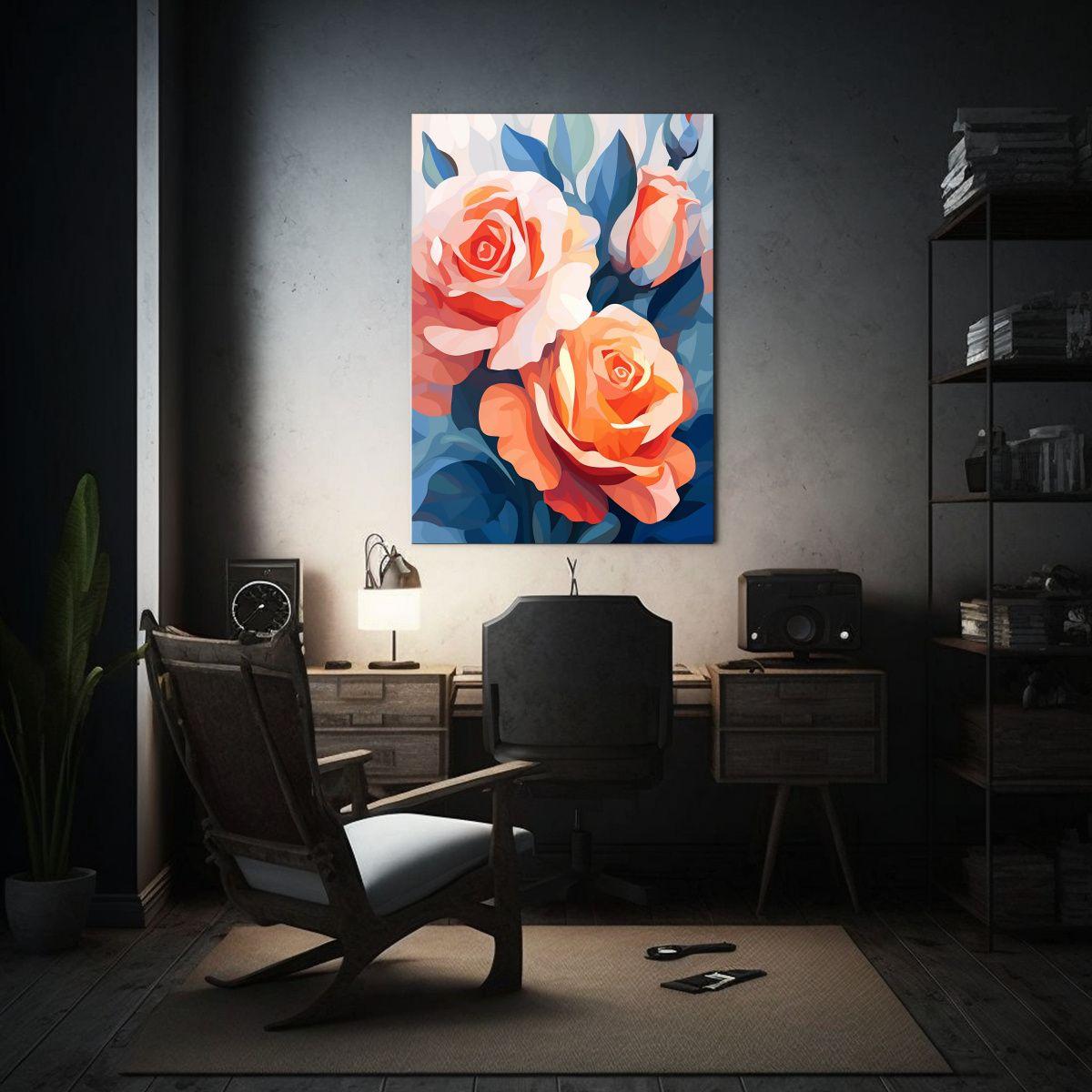 Cuadro Minimalista De Líneas Finas Con Rosas 20x30cm-2