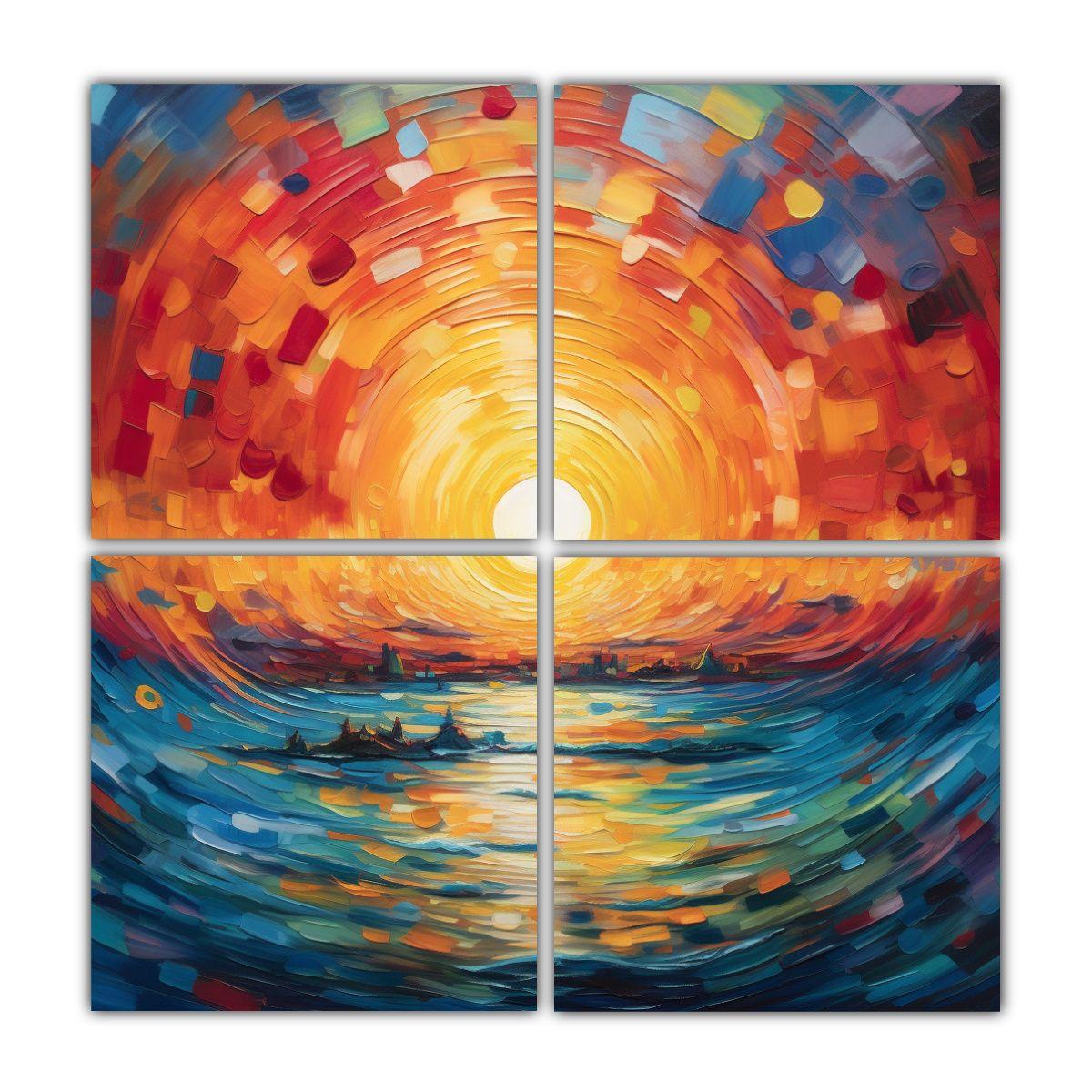 Cuatro Cuadros Tonos Esquema Inspirado En La 140x140 Cm-0