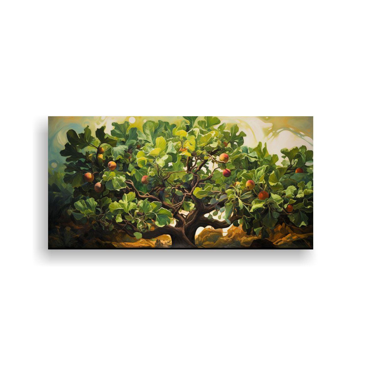 Pintura Abstracta De Higuera En Bastidor De Tela:  40x20cm-0