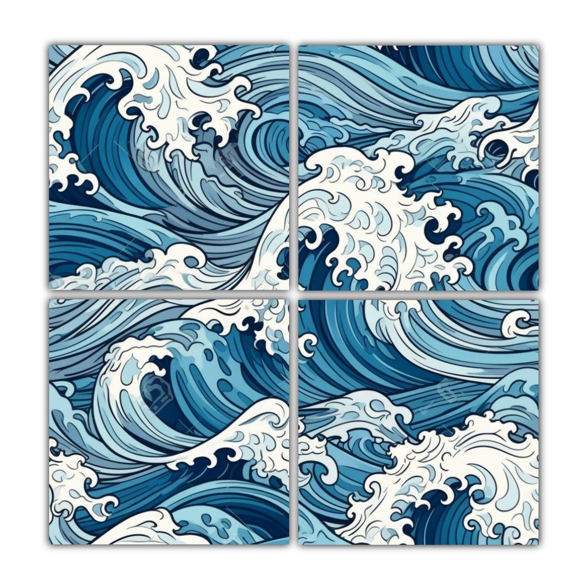 Cuatro Cuadros Líneas Finas Equilibrio Visual 200x200 Cm-0