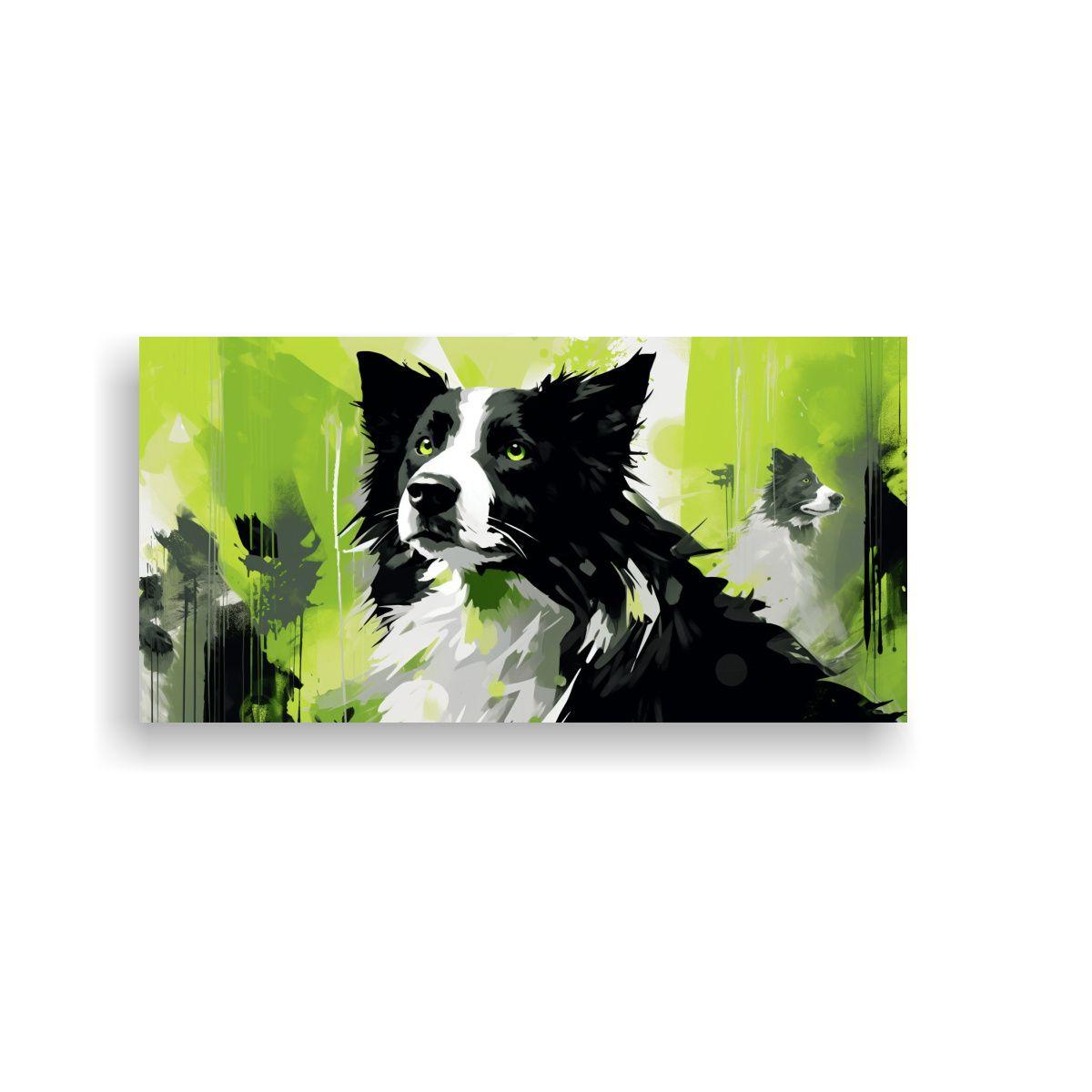 Cuadro De Pastor Alemán Y Collies En Verde Y Negr 120x60cm-0