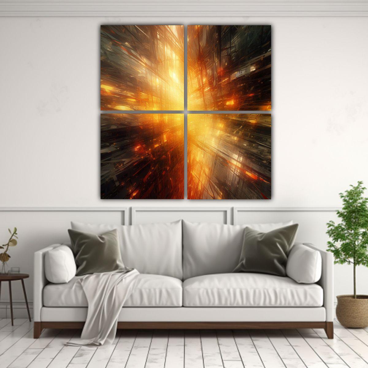 Pinturas Decorativas Cuadriptico Cuadrado Reflejo 60x60 Cm-2