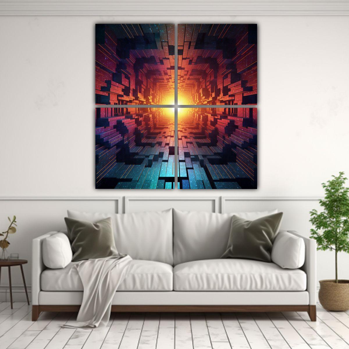 Cuadro Impreso Abstracto Espacial Con Patrón 60x60 Cm-2