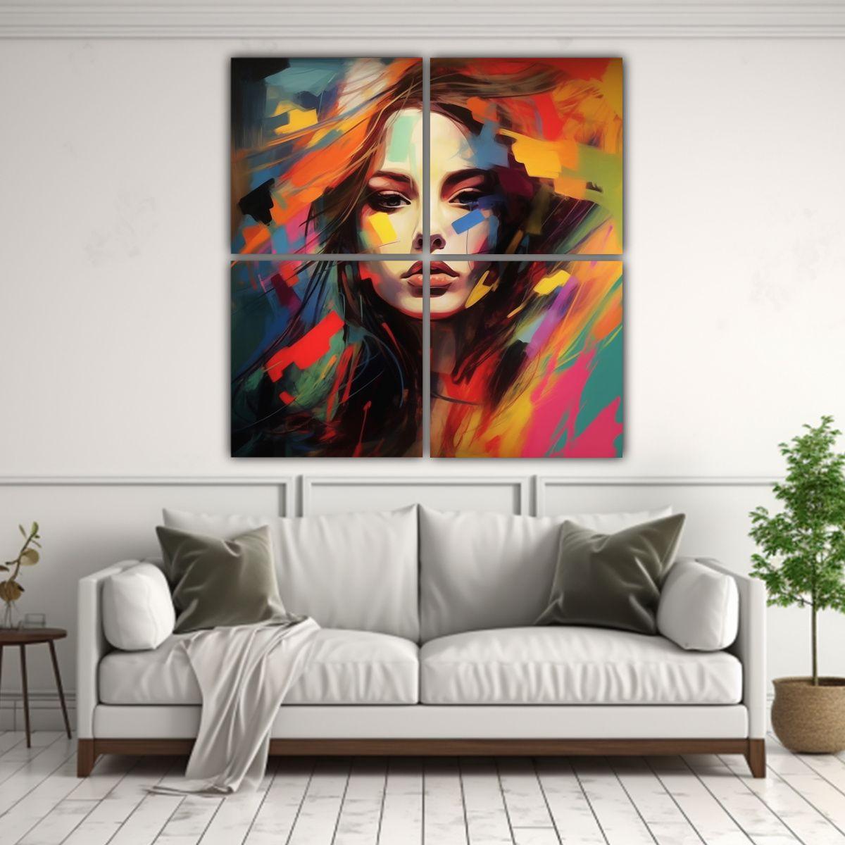 Cuadros Cuadro Mujer Estilo Halflength Portrait 180x180 Cm-2