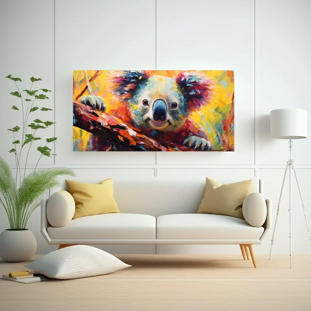 Cuadro Lienzo Expresión Calidez Koalas Estilo 120x60cm-2