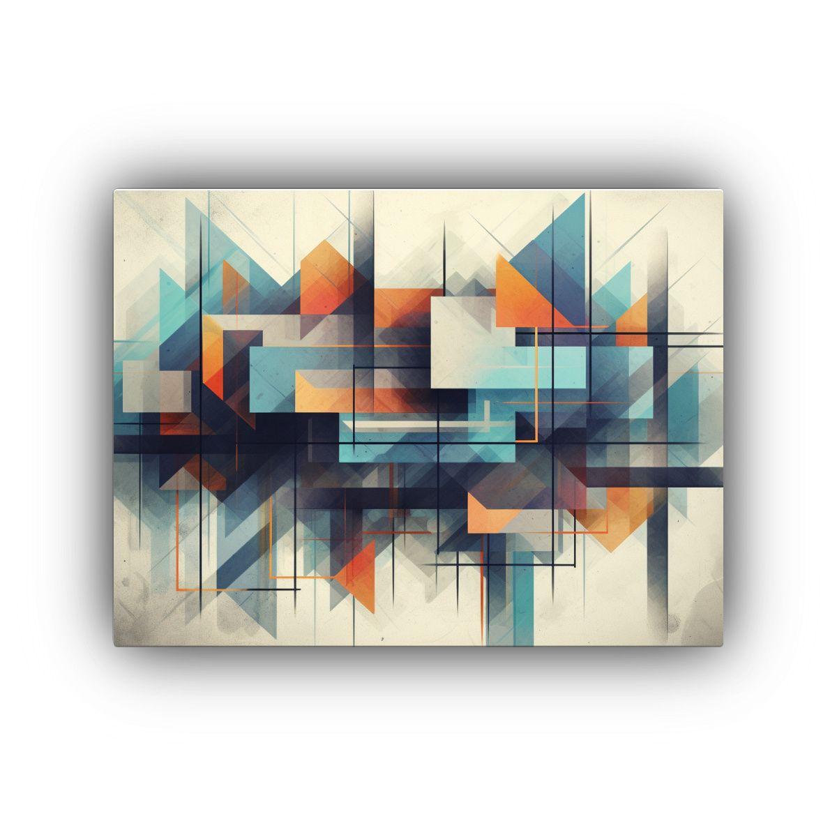 Cuadro Geométrico Moderno En Tonos Frescos HD, 45x30cm-0