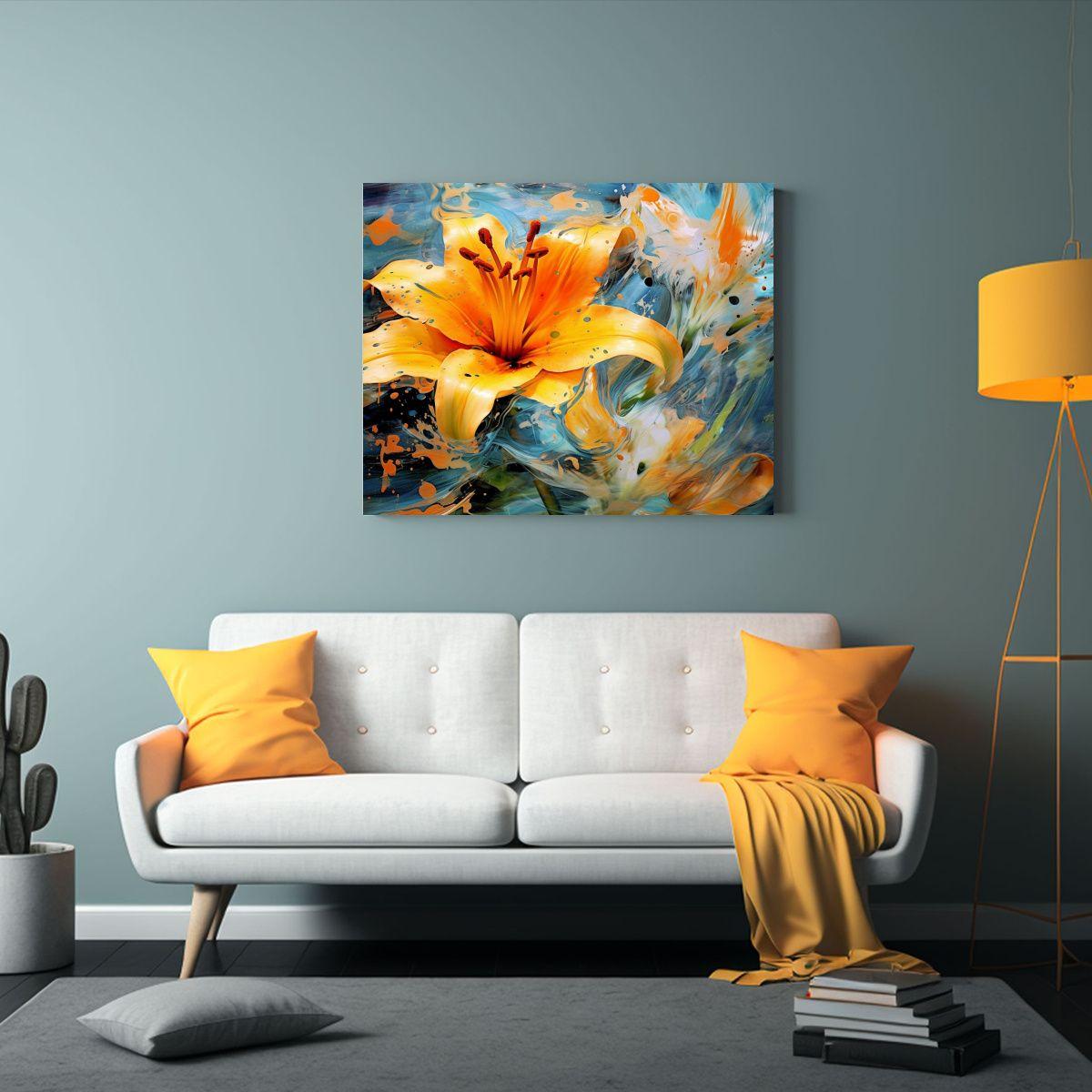 Pinturas De Decoración Con Lirio Naranja 30x20cm-2