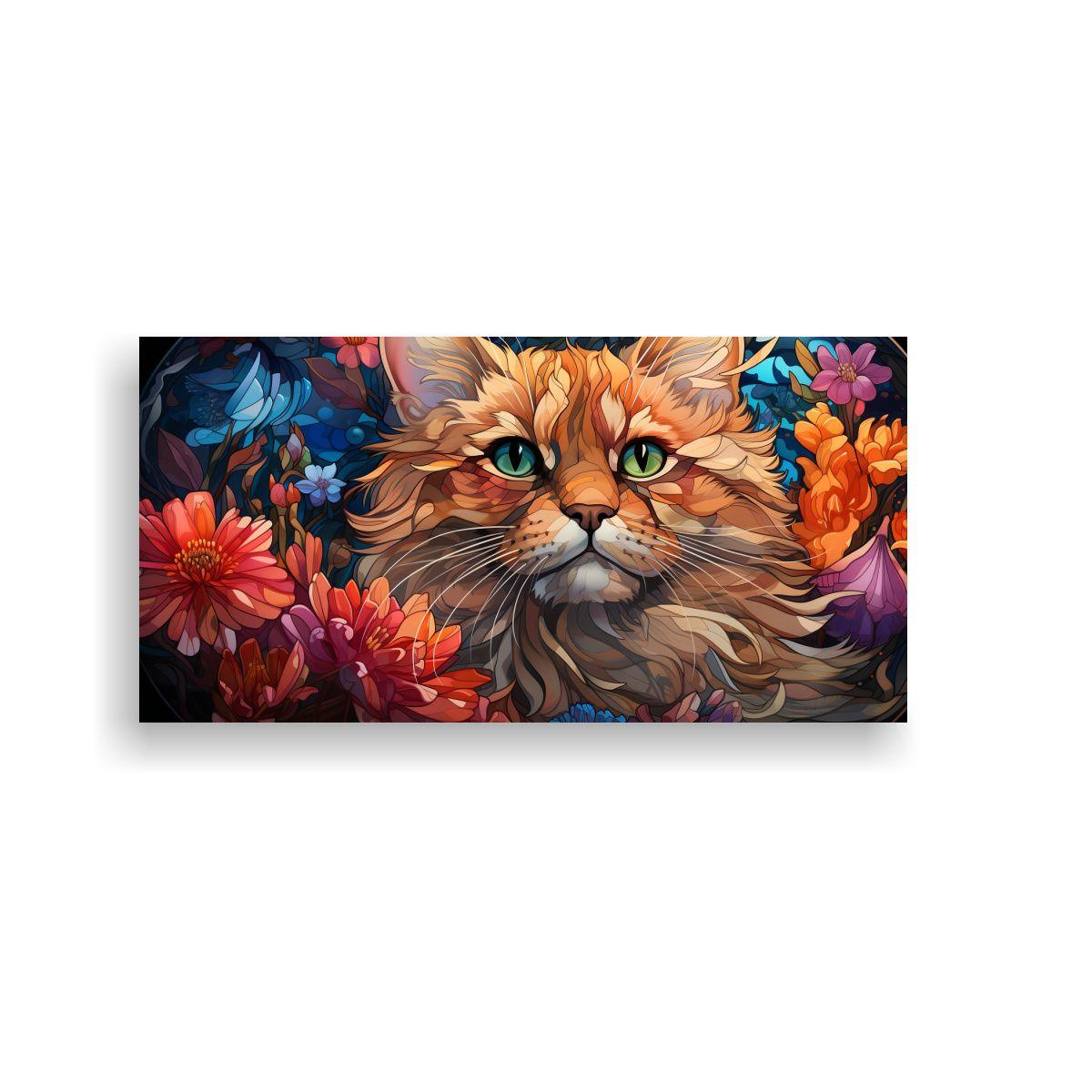 Pintura Innovadora De Gato Sonriente En Vidriera 140x70cm-0
