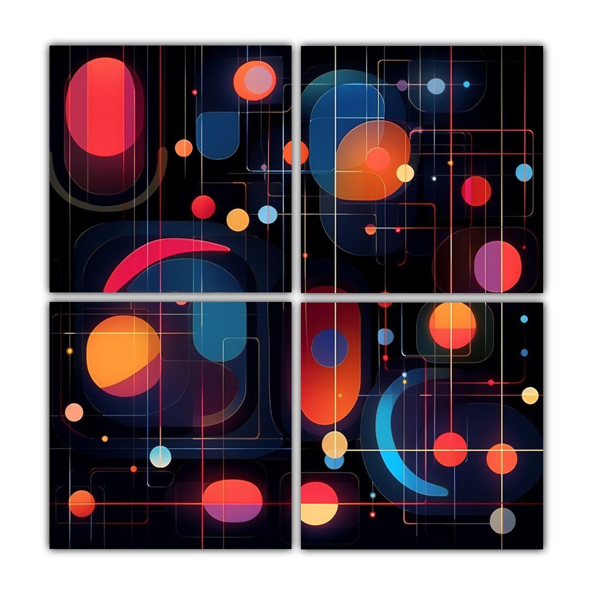 Cuadriptico Nocturno De Luciérnagas, Arte 100x100 Cm-0