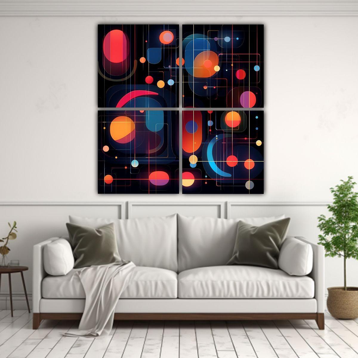 Cuadriptico Nocturno De Luciérnagas, Arte 100x100 Cm-2