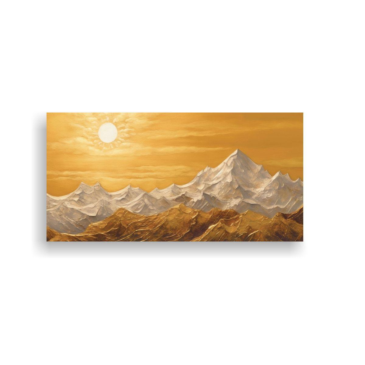 Pintura Paisajística De Cuarto Con Luz Dorada 100x50cm-0