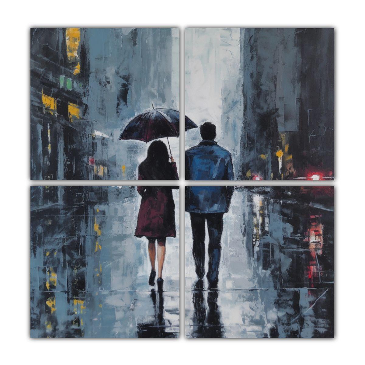 Pinturas Decorativas De 4 Lienzos En Bastidor, 80x80 Cm-0