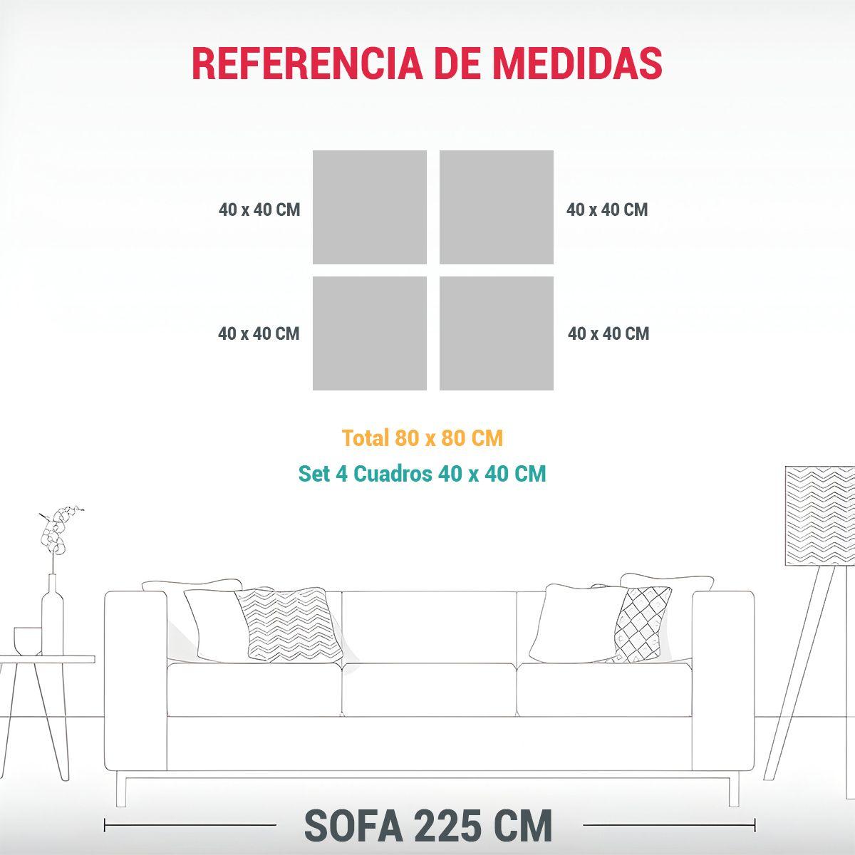 Pinturas Decorativas De 4 Lienzos En Bastidor, 80x80 Cm-1