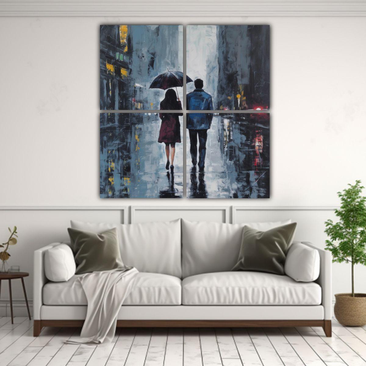 Pinturas Decorativas De 4 Lienzos En Bastidor, 80x80 Cm-2