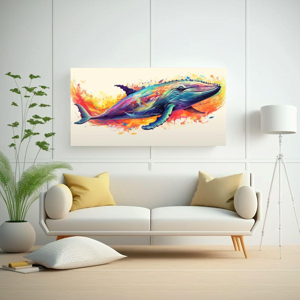 Cuadro De Pared Elegante Con Diseño De Ballena En 100x50cm-2