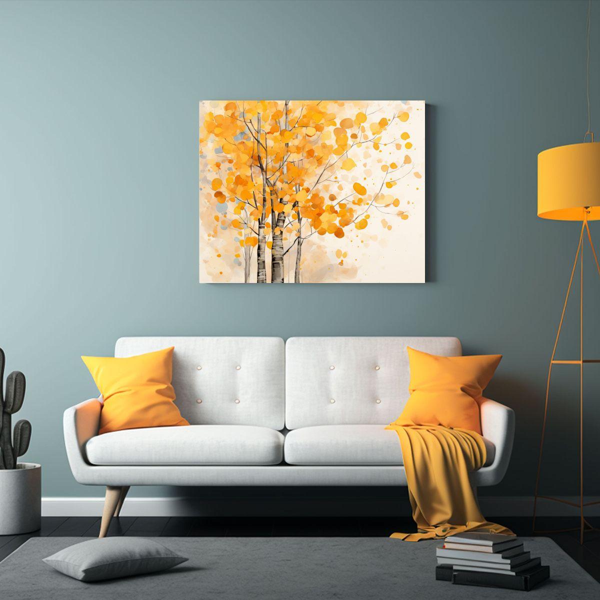Pintura Abstracta Inspirada En álamo Temblón En Tonos Amar 45x30cm-2