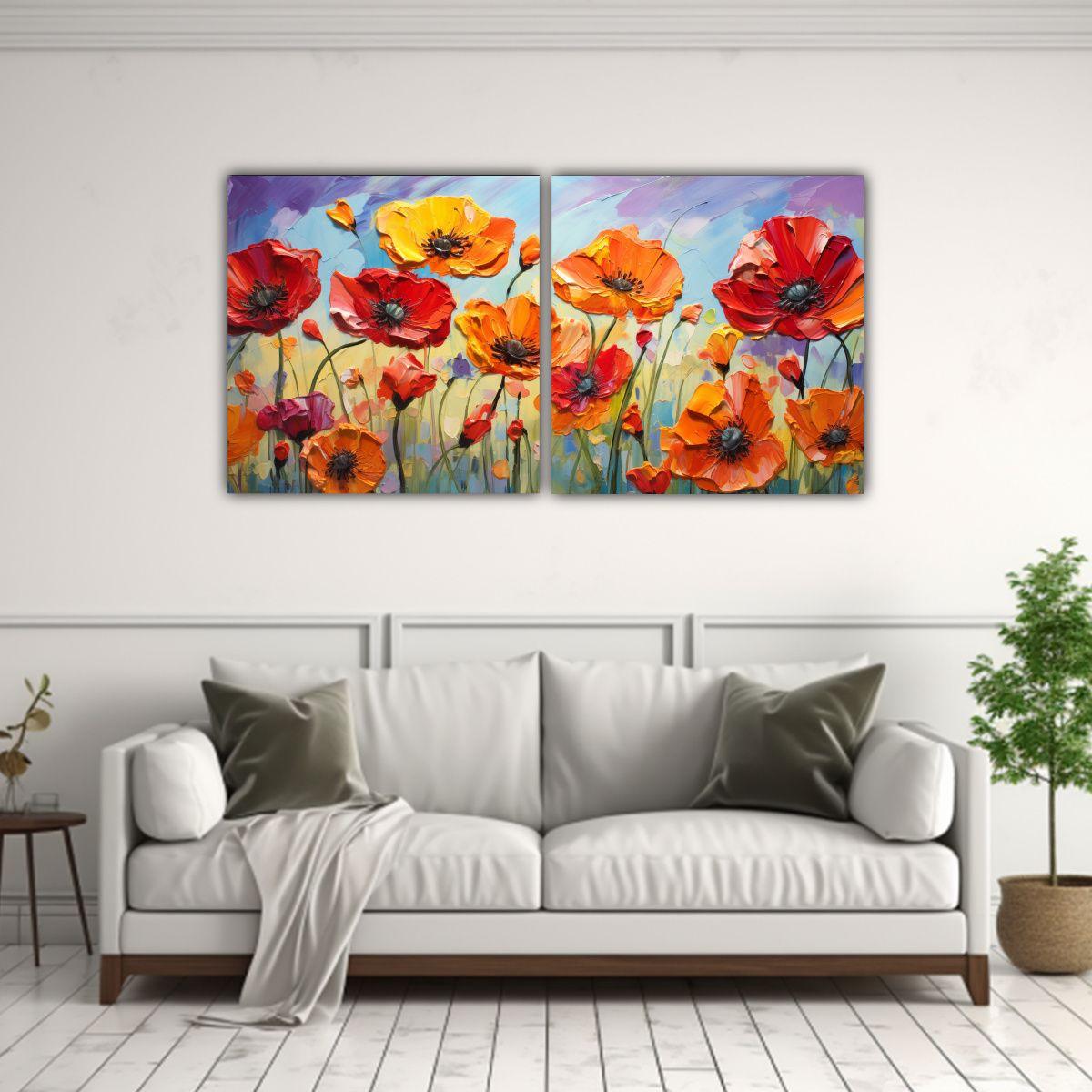 Pintura En Lienzo De Dos Composiciones Impreso 80x40 Cm-2