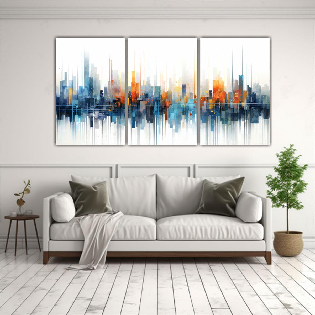 Cuadros Tela Sublimada Ambiente Abstracta Ciudad 180x90 Cm-2