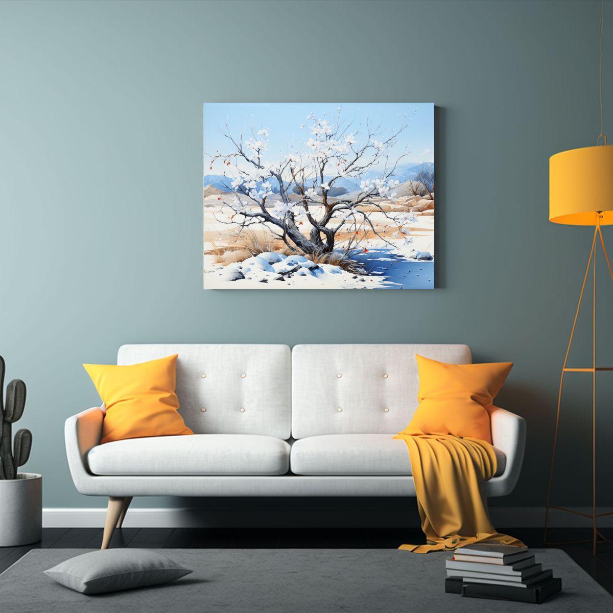 Cuadro Abstracto Estilo Galería: Ocotillo En Blanco Y Azul 120x80cm-2