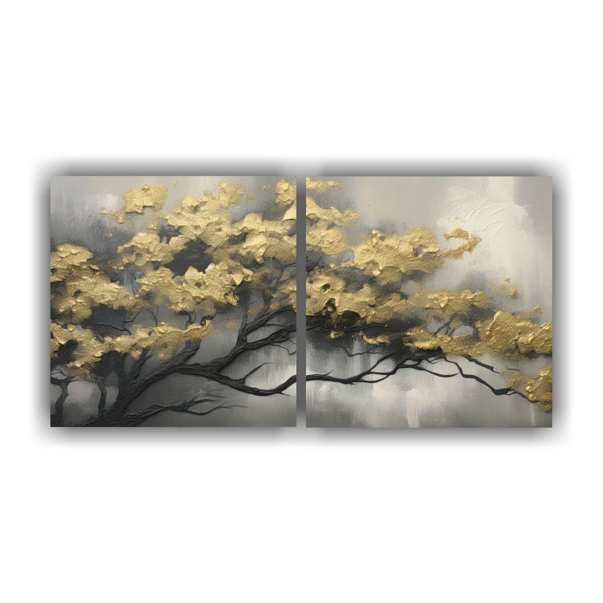 Pintura Abstracta De árbol Blanco Y Negro, 140x70 Cm-0