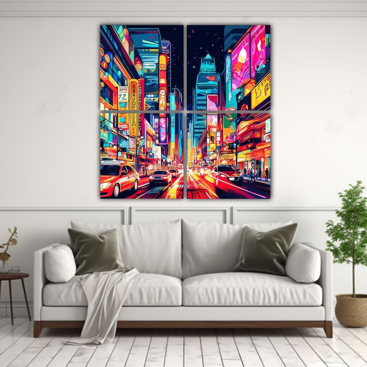 Cuatro Telas En Bastidor Tema Composición 200x200 Cm-2