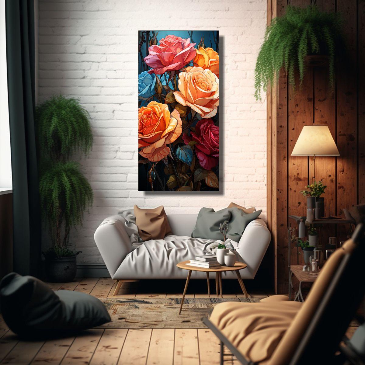 Cuadro Original De Flores Pop Art Híbridas, 80x160cm-2