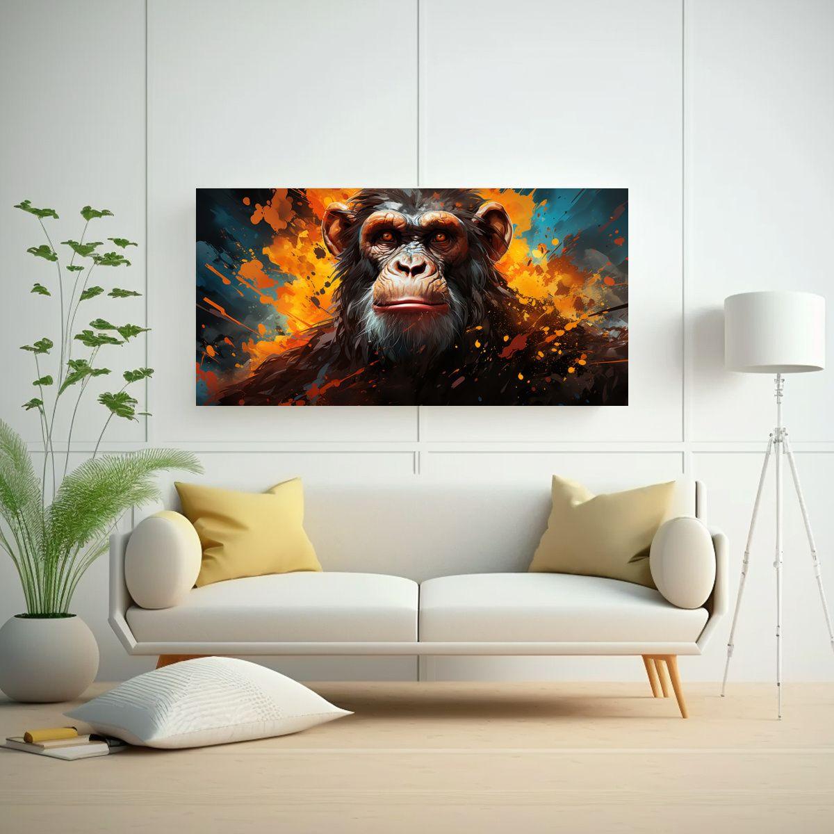 Cuadro Mural Moderno De Simios Y Monos En Colores 120x60cm-2