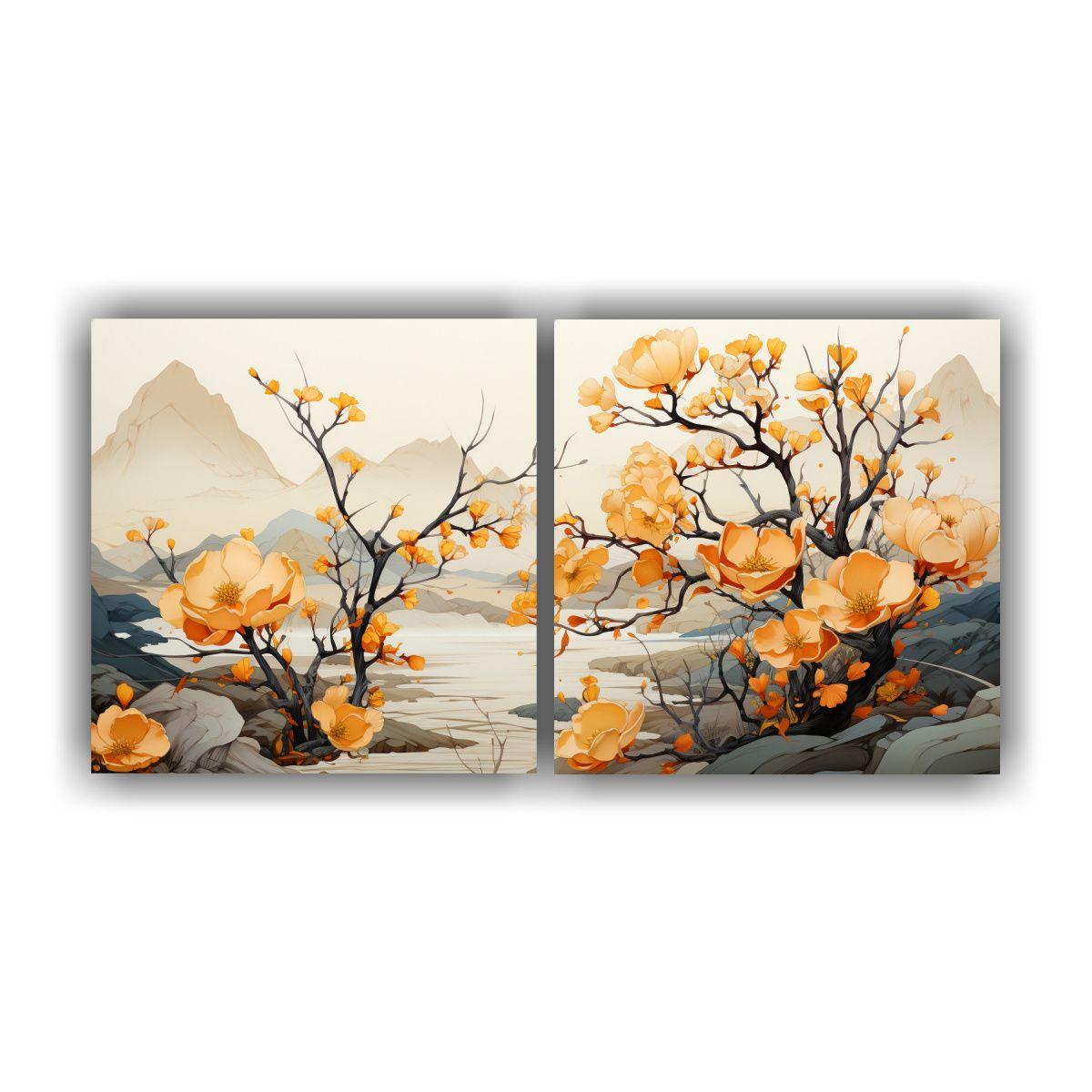 Pinturas Decorativas De Dos Lienzos Vanguardia 140x70 Cm-0