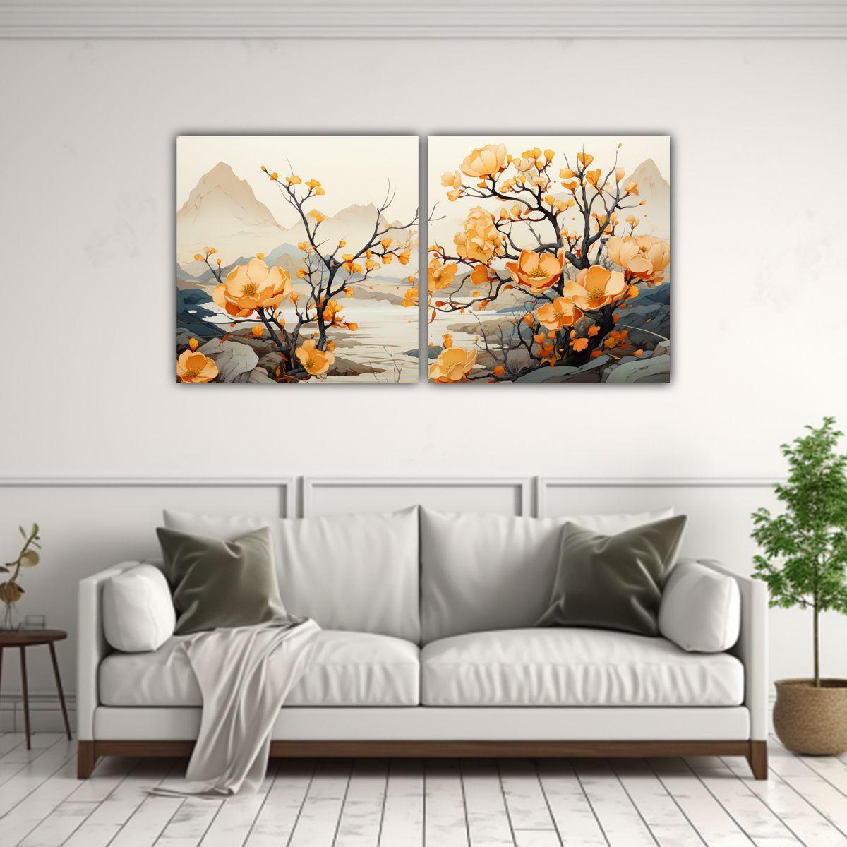 Pinturas Decorativas De Dos Lienzos Vanguardia 140x70 Cm-2