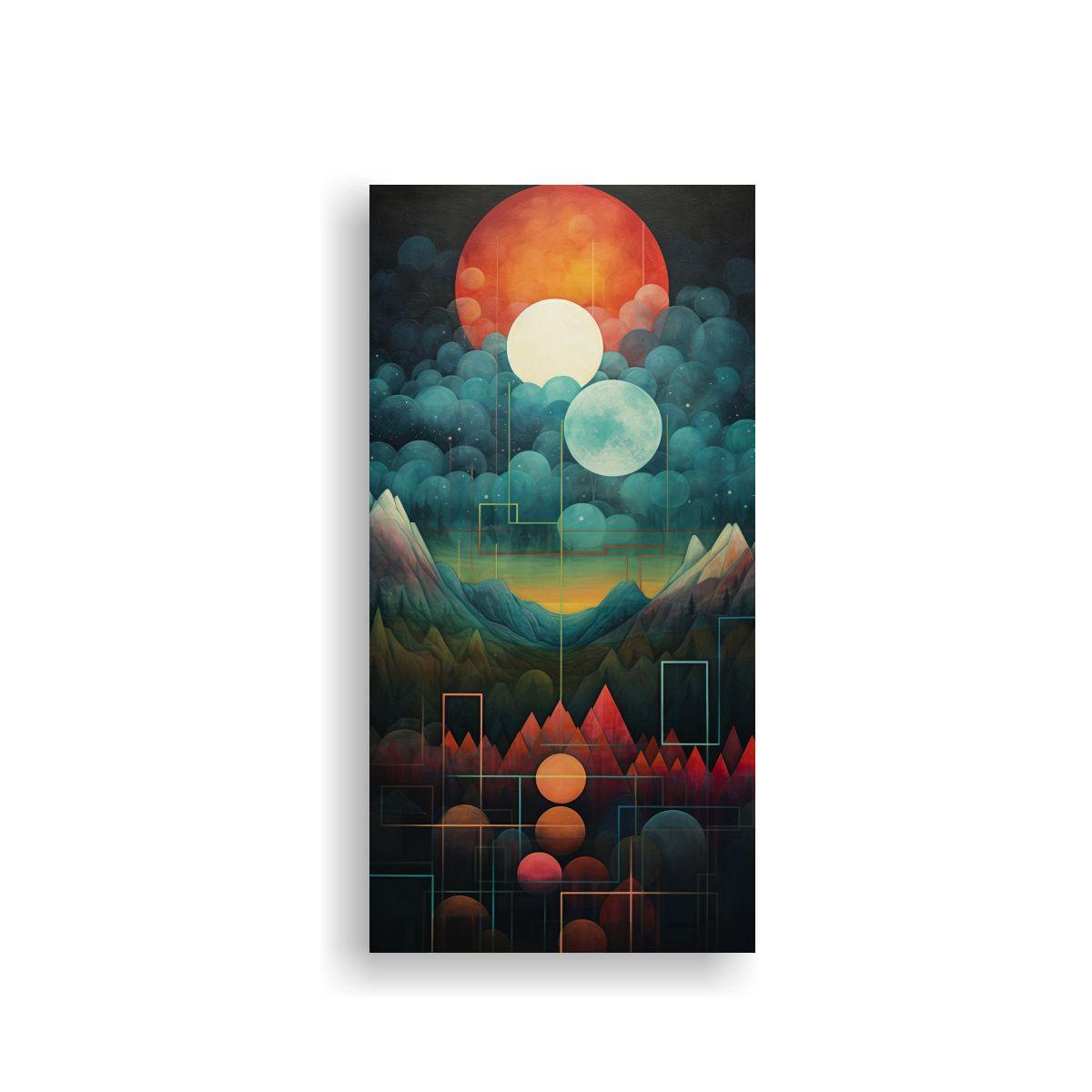Pintura Abstracta Geométrica En Bastidor, 40x80cm-0