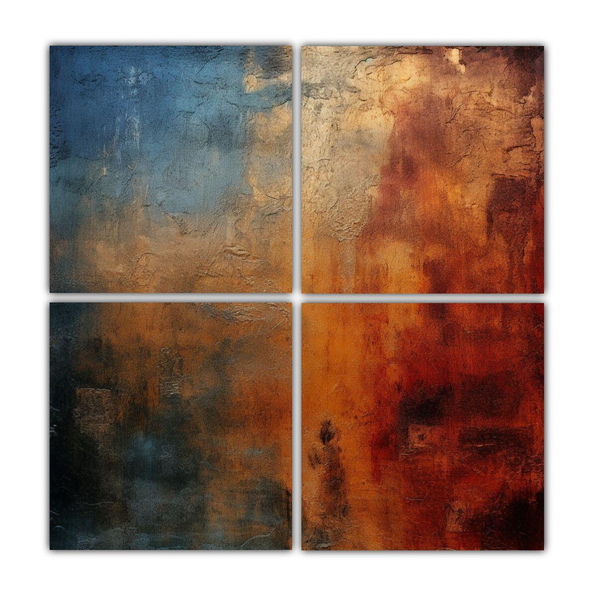Cuatro Cuadros Diseño Adorno Sobre Fondo Grunge 100x100 Cm-0