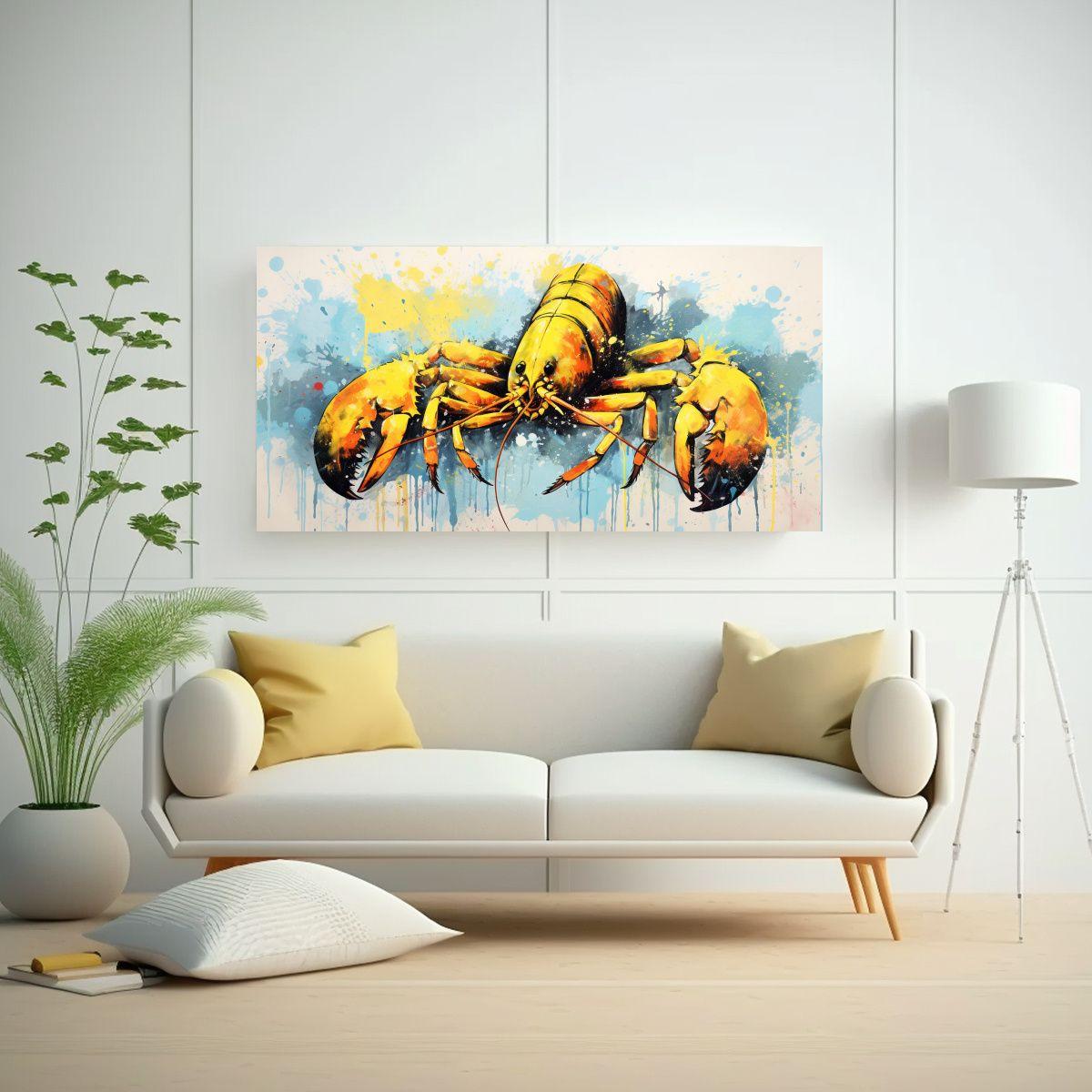 Cuadro Acuarela: Escorpión En Colores Manteca Y D 80x40cm-2