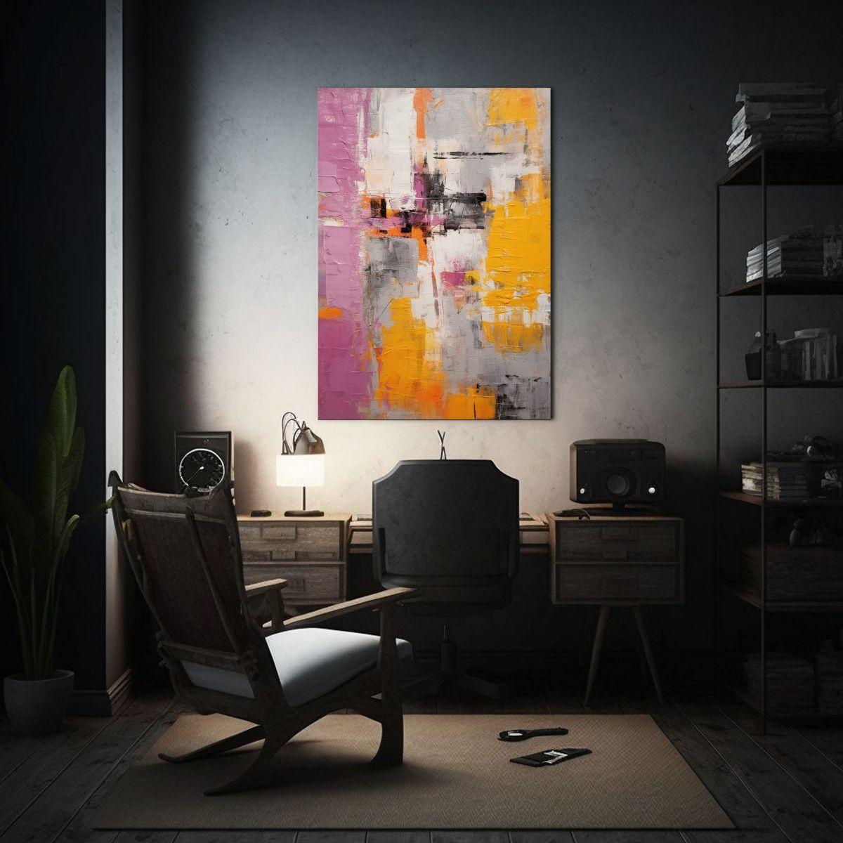 Pintura Abstracta Simétrica En Tela Arte De 60x90 Cm-2