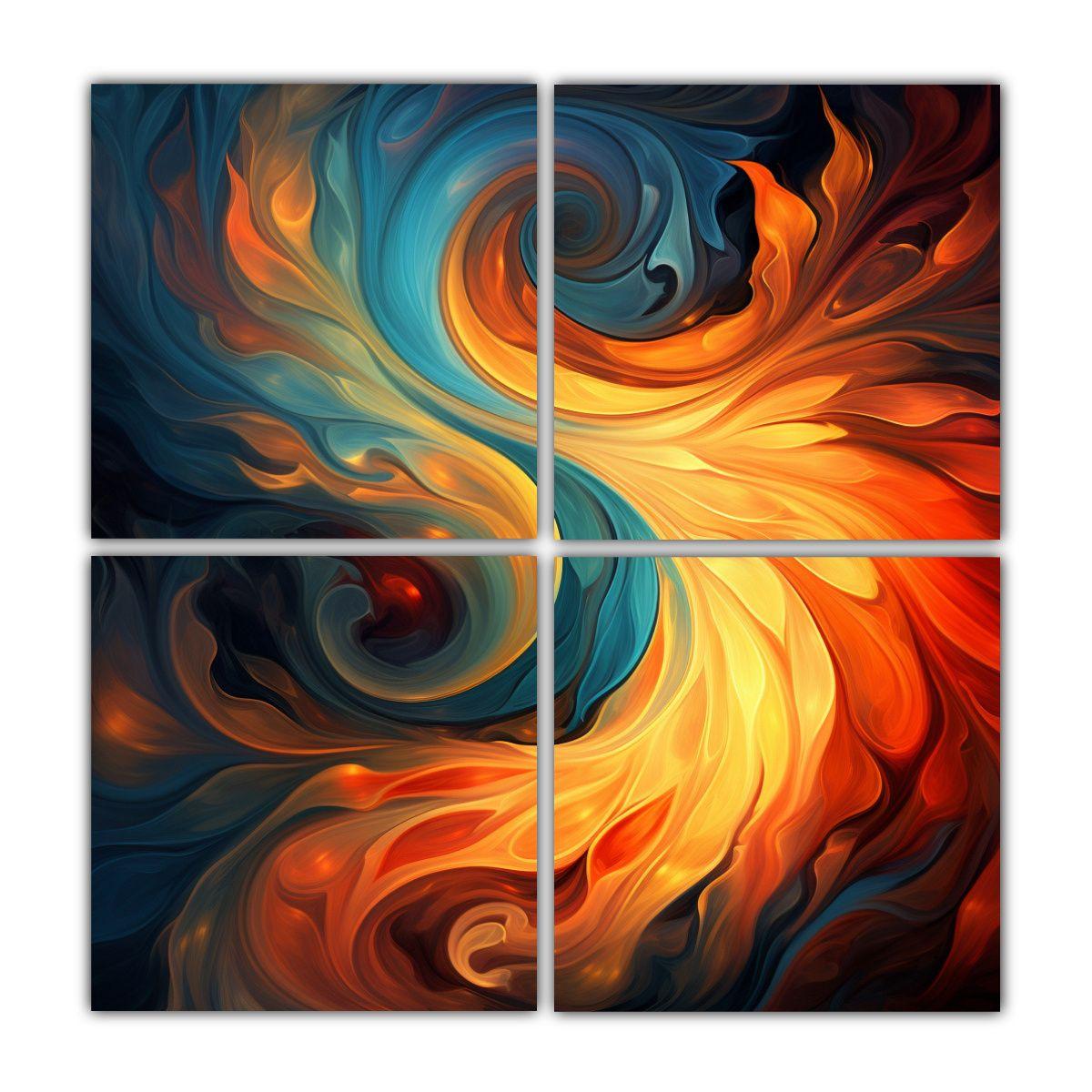 4 Cuadro Estilo Galería Surrealista Con Patrones 120x120 Cm-0