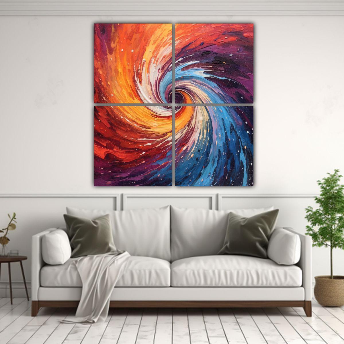 Cuadros Abstractos De Fractales Pintados En 140x140 Cm-2