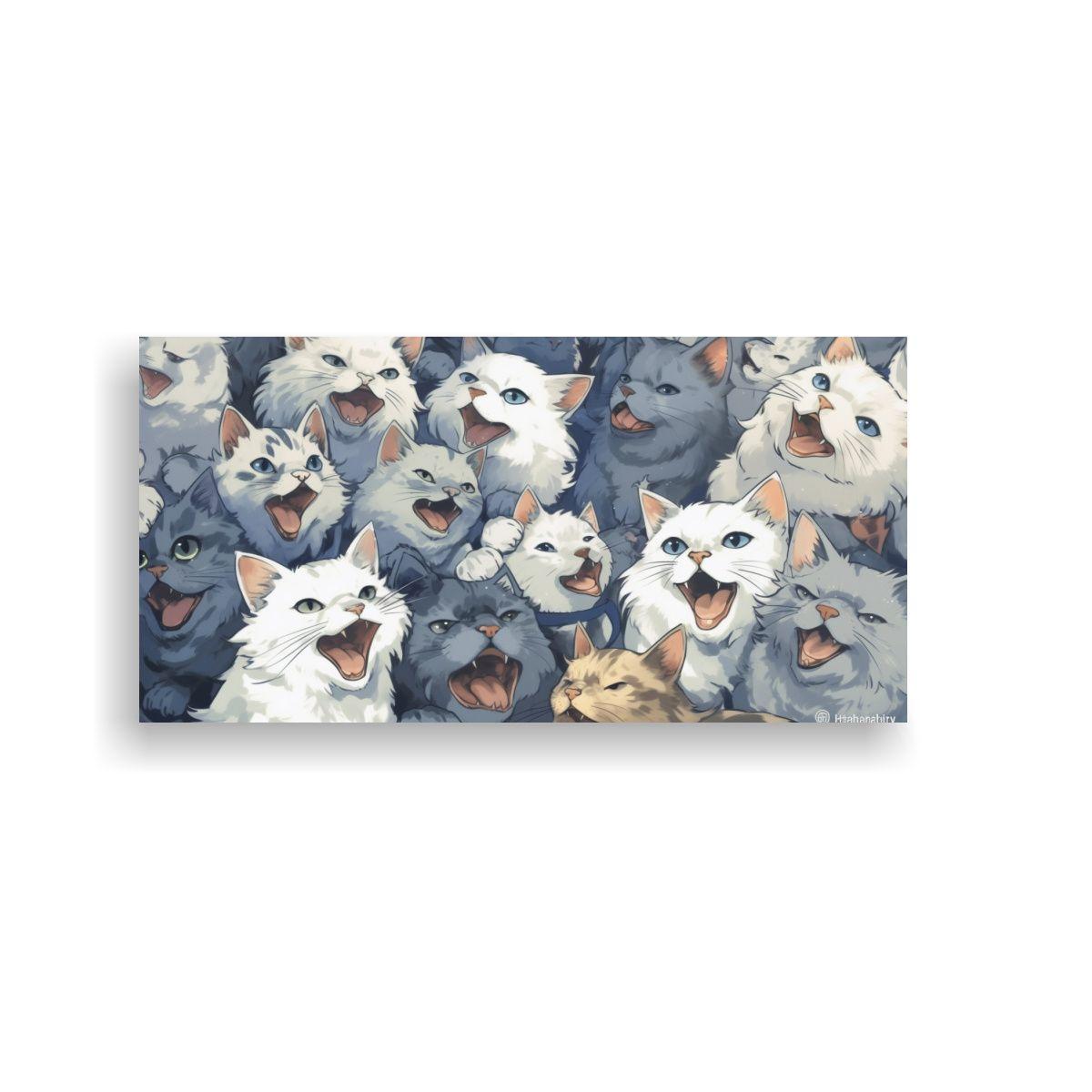 Cuadro En Bastidor Gatos Sonrientes: Abstracción 80x40cm-0