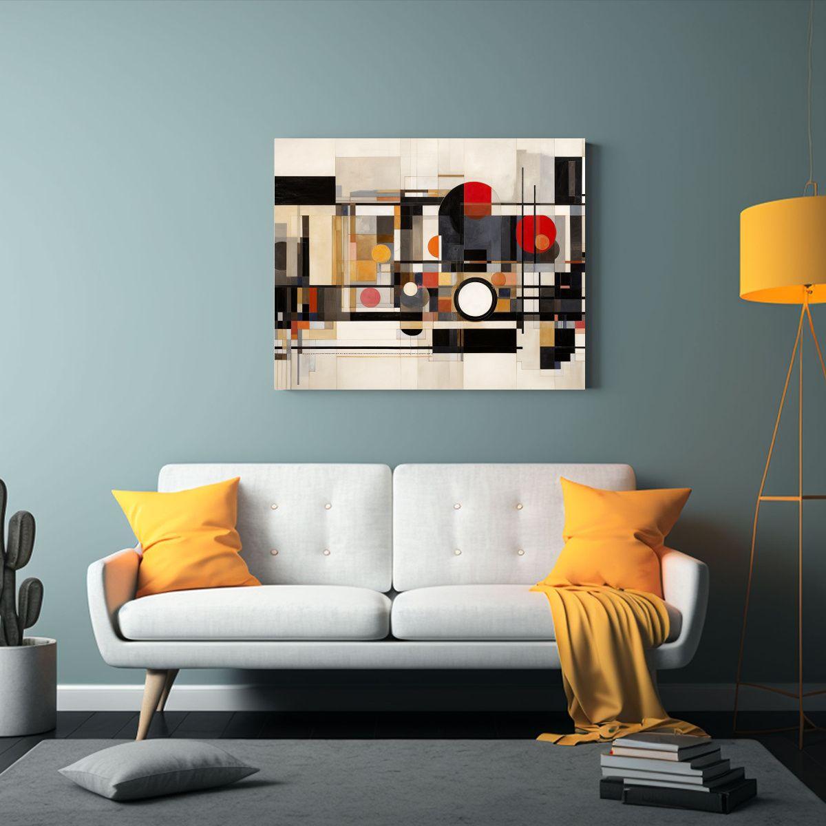 Cuadro Mural Al Estilo De Piet Mondrian: Diseño 90x60cm-2