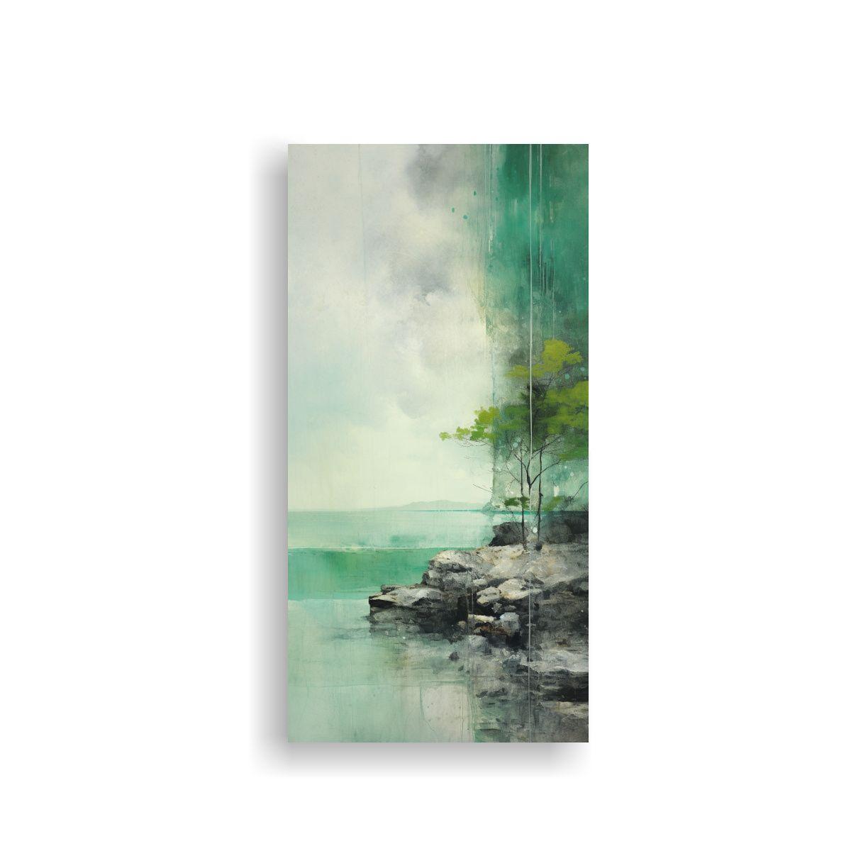 Lienzo De Tela Con Finas Líneas Escena En Verde 40x80cm-0