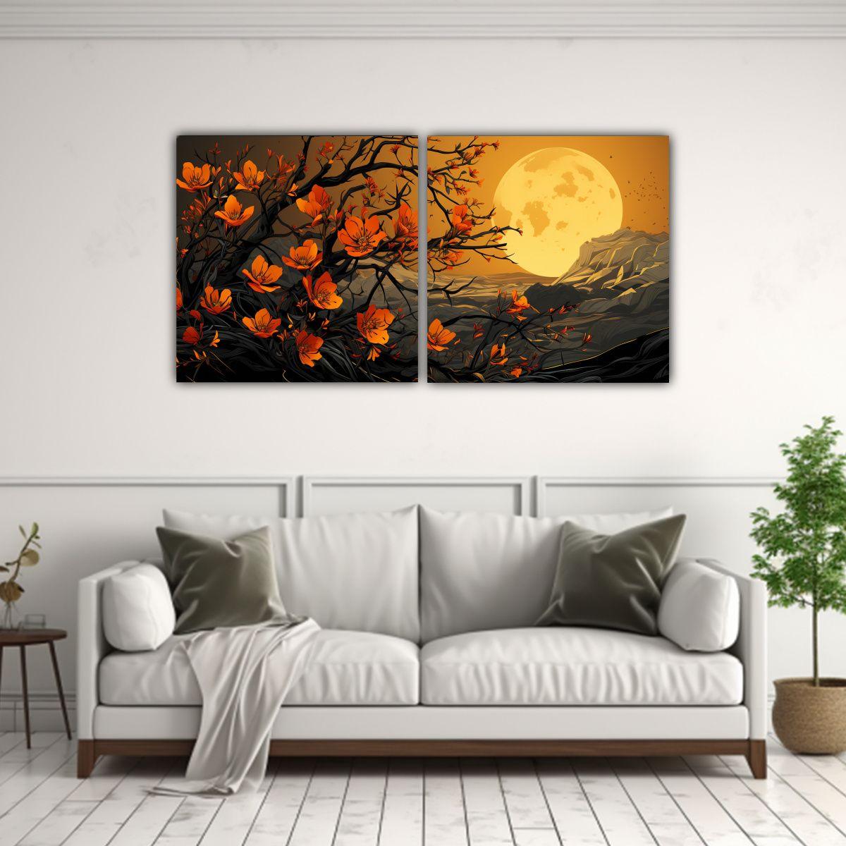 Pinturas Decorativas De Dos Lienzos Forma 80x40 Cm-2