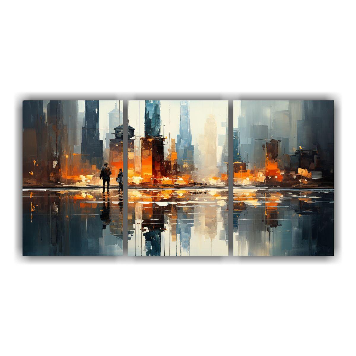 Pintura Impresionista Con Figuras En Un Edificio 60x30 Cm-0