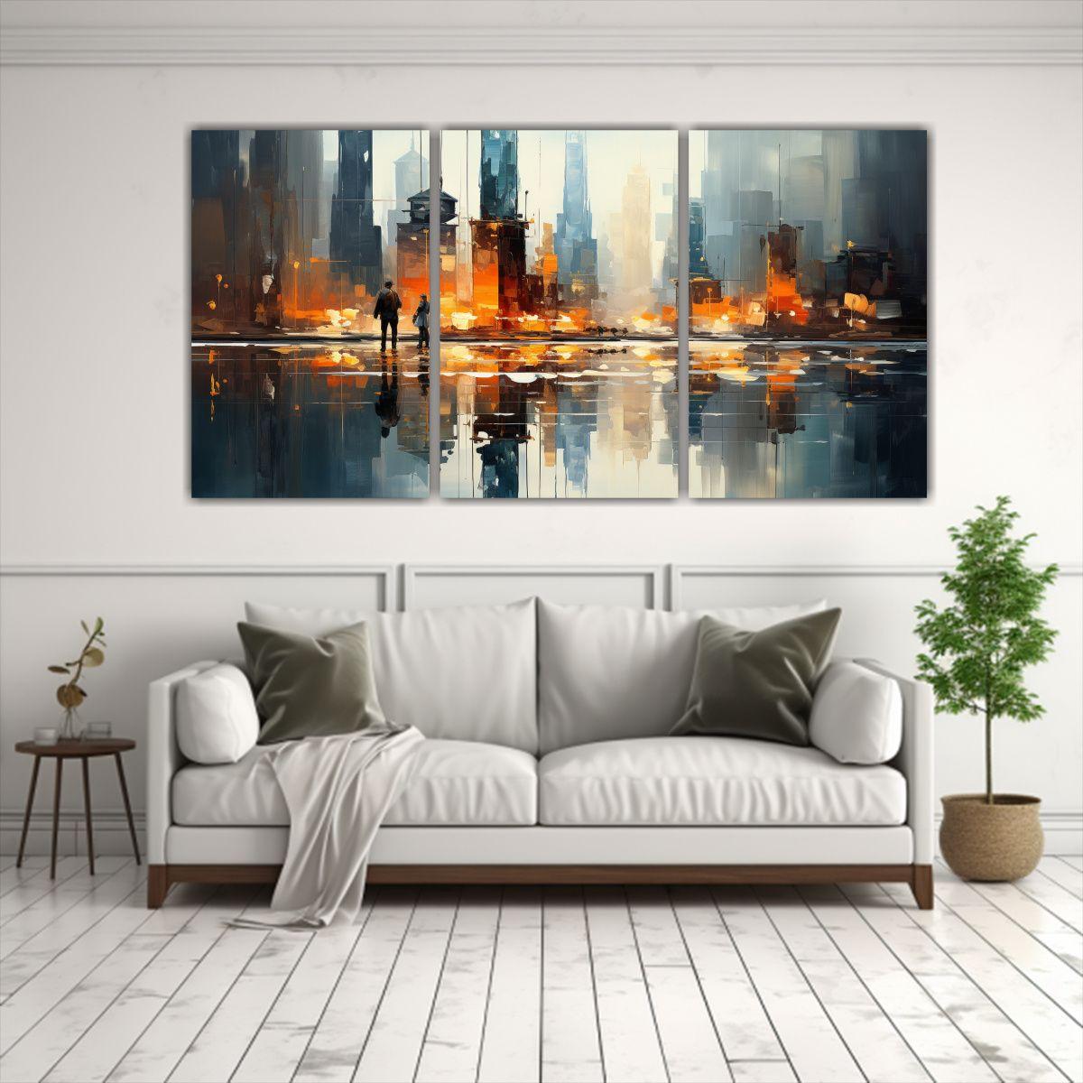 Pintura Impresionista Con Figuras En Un Edificio 60x30 Cm-2