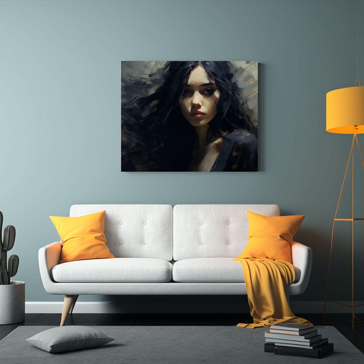 Cuadro Digital De Arte En óleo Negro De Alta 75x50cm-2