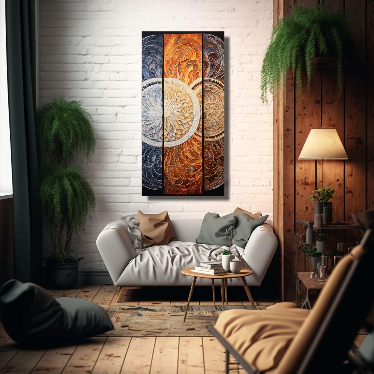 Cuadro Abstracto Profundo Con Patrones Remolinos 50x100cm-2