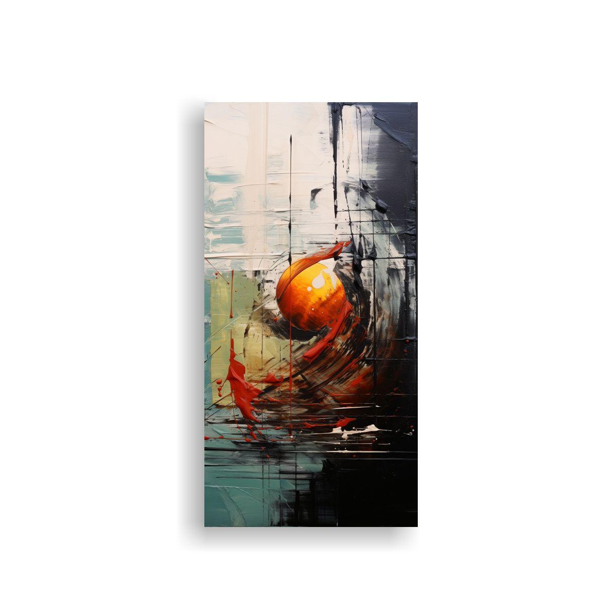 Cuadro Abstracto Con Pintura Amarilla, Azul Y 40x80cm-0