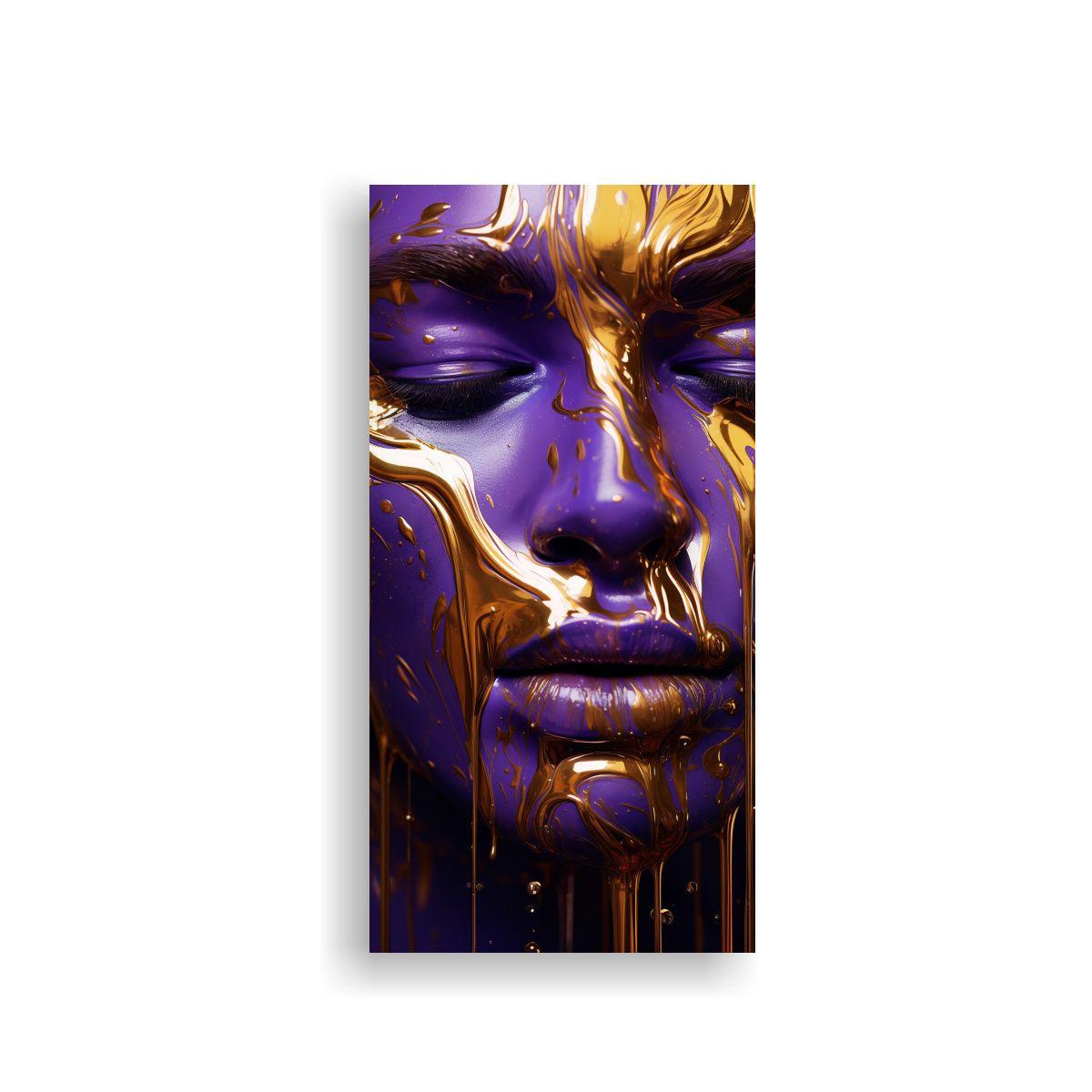 Cuadro Abstracción En Estilo Dorado Y Morado, 80x160cm-0