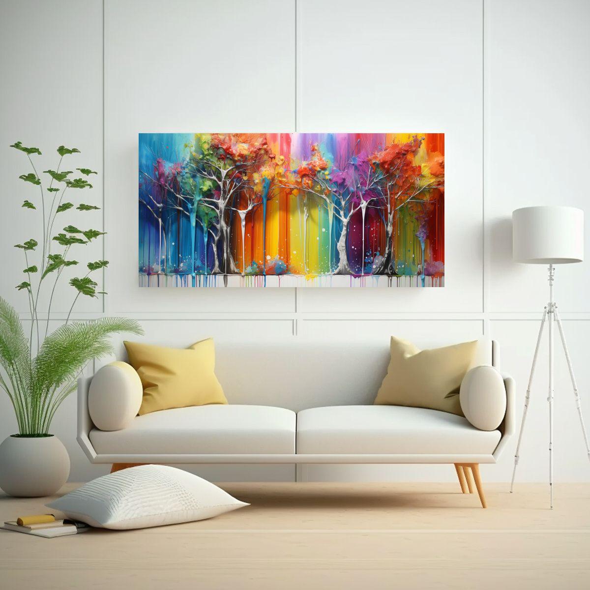 Pintura Vintage Rectangular En Colores Vibrantes 120x60cm-2