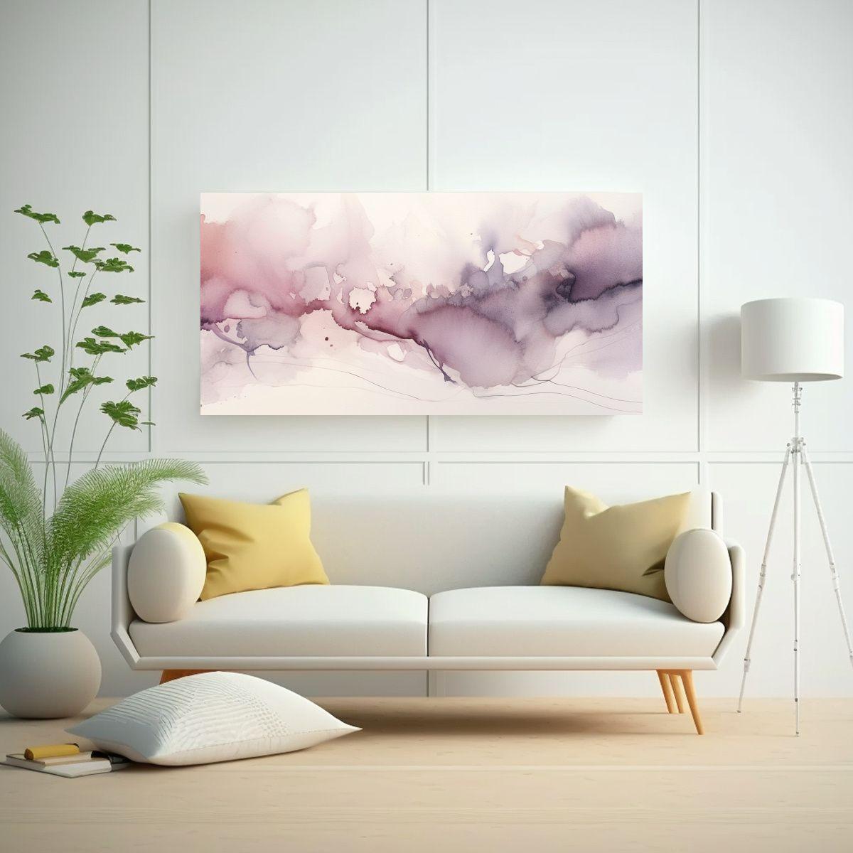 Textura Acuarela Gris Y Malva Con Pinturas 100x50 Cm-2
