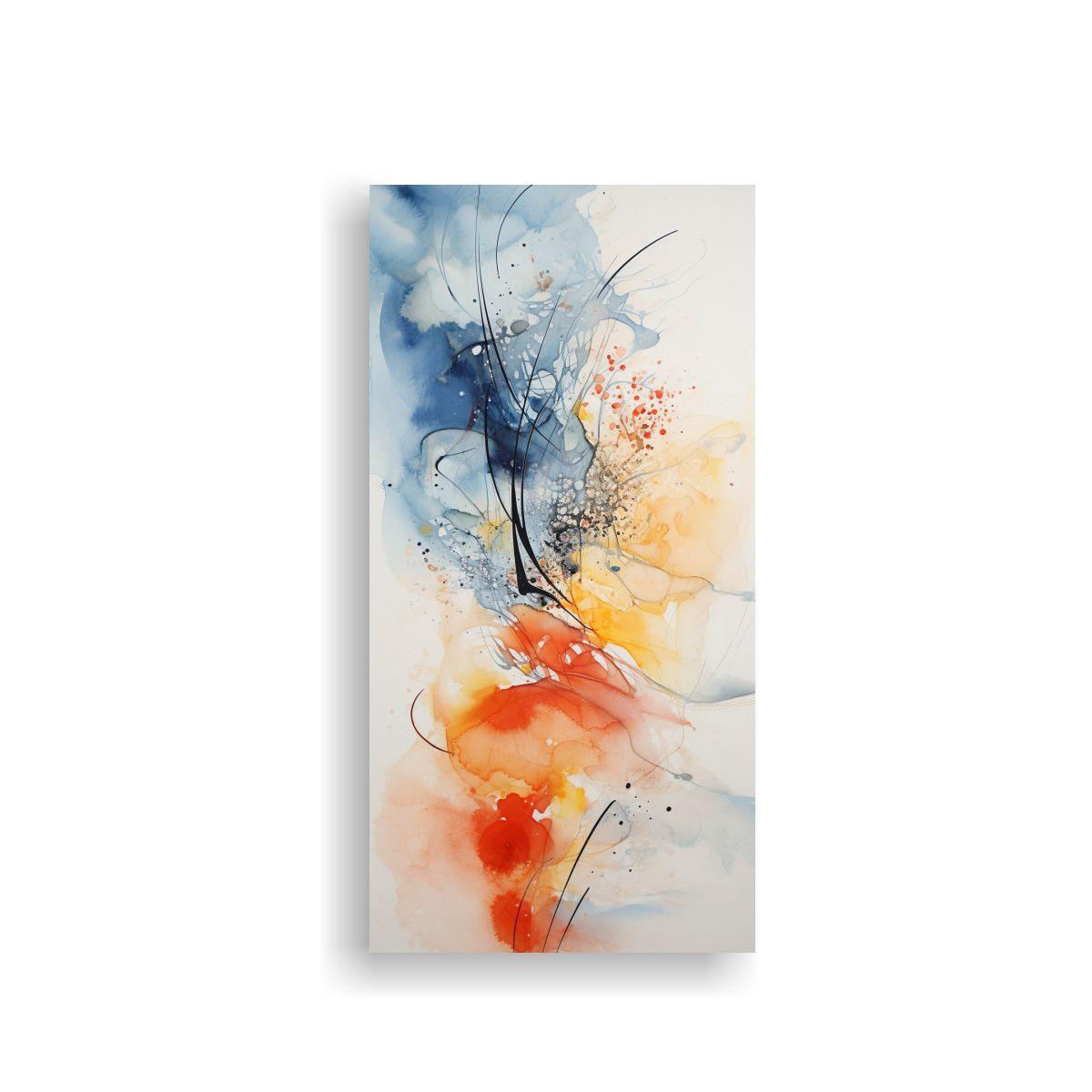 Pintura Decorativa Abstracta Acuarela Vibrante 60x120cm-0