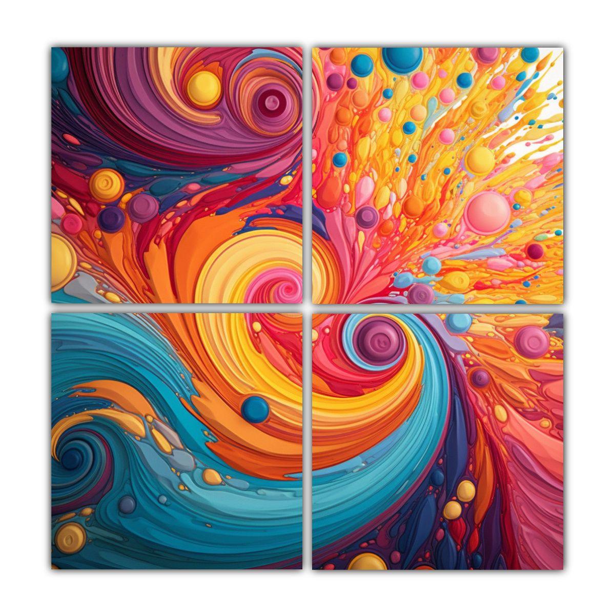 Cuadros De Arte Moderno Con Remolinos De Colores 200x200 Cm-0