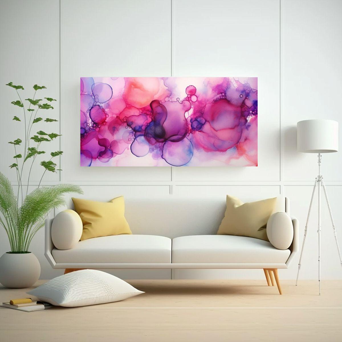 Pintura Duradera En Rosa Y Púrpura Con Técnica 140x70 Cm-2